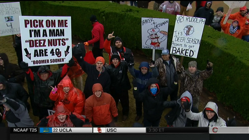 Illustration for article titled Stoops Rhymes With Poops: Your Stillwater College GameDay Sign Roundup